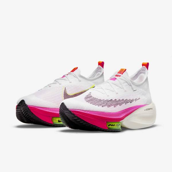 Dámské Běžecké Boty Nike Air Zoom Alphafly NEXT% Flyknit Silniční Závodní Bílé Černé Černé | NK987TGR