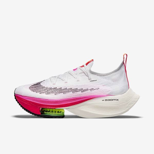 Dámské Běžecké Boty Nike Air Zoom Alphafly NEXT% Flyknit Silniční Závodní Bílé Černé Černé | NK987TGR