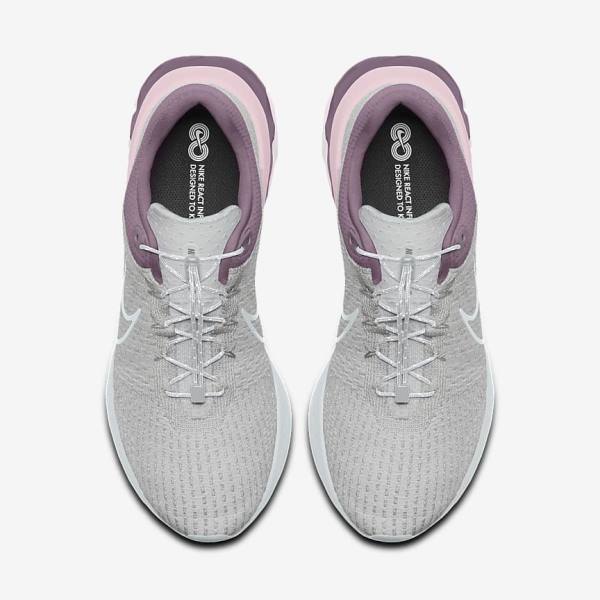 Dámské Běžecké Boty Nike React Infinity Run 3 By You Custom Silniční Šedé Platina Šedé | NK453OBM