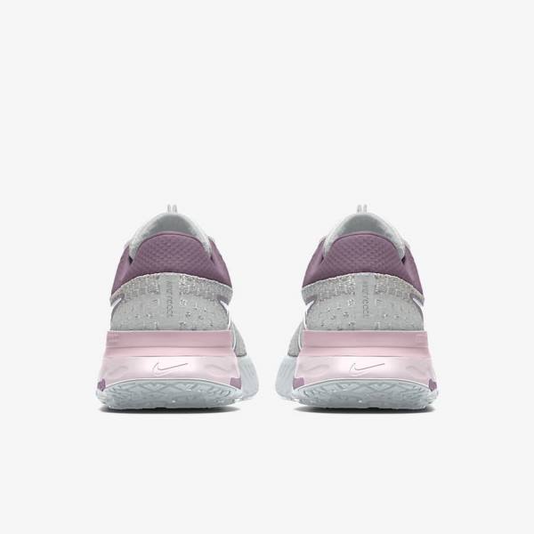 Dámské Běžecké Boty Nike React Infinity Run 3 By You Custom Silniční Šedé Platina Šedé | NK453OBM