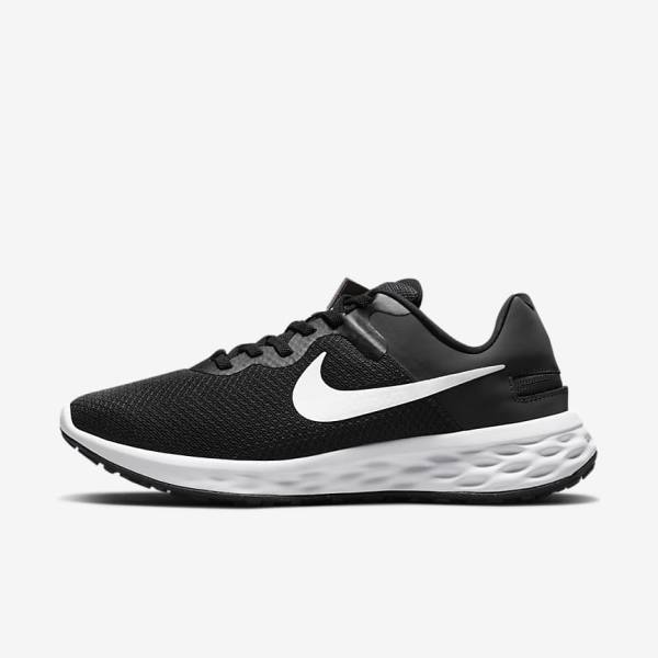 Dámské Běžecké Boty Nike Revolution 6 FlyEase Next Nature Easy On-Off Silniční Černé Tmavě Šedé Bílé | NK245VZR