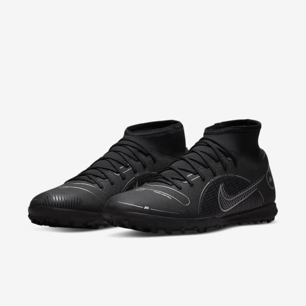 Dámské Kopačky Nike Mercurial Superfly 8 Club TF Turf Černé Šedé Metal Stříbrné | NK091TCN