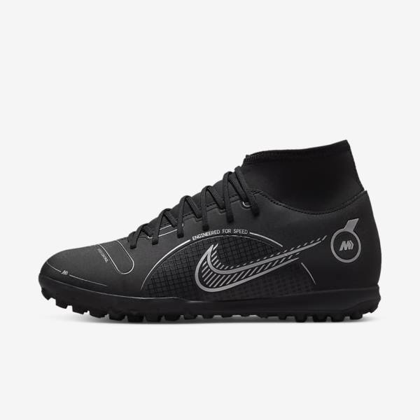 Dámské Kopačky Nike Mercurial Superfly 8 Club TF Turf Černé Šedé Metal Stříbrné | NK091TCN