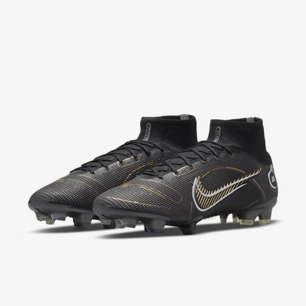 Dámské Kopačky Nike Mercurial Superfly 8 Elite FG Firm-Grounds Černé Metal Stříbrné Šedé Metal Zlaté | NK093HSE