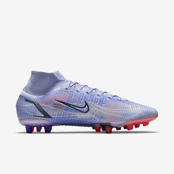 Dámské Kopačky Nike Mercurial Superfly 8 Elite KM AG Artificial-Grass Indigo Světle Červené Metal Stříbrné | NK360IDT