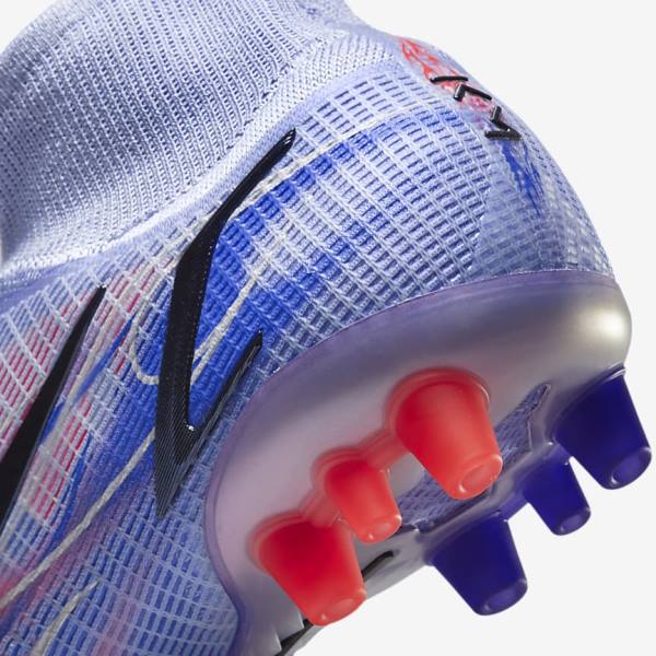 Dámské Kopačky Nike Mercurial Superfly 8 Elite KM AG Artificial-Grass Indigo Světle Červené Metal Stříbrné | NK360IDT