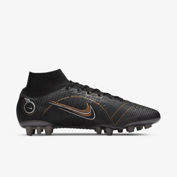 Dámské Kopačky Nike Mercurial Superfly 8 Elite AG Artificial-Grasss Černé Metal Stříbrné Šedé Metal Zlaté | NK610ONW