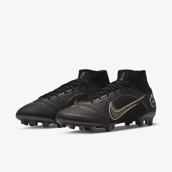 Dámské Kopačky Nike Mercurial Superfly 8 Elite AG Artificial-Grasss Černé Metal Stříbrné Šedé Metal Zlaté | NK610ONW