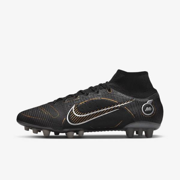 Dámské Kopačky Nike Mercurial Superfly 8 Elite AG Artificial-Grasss Černé Metal Stříbrné Šedé Metal Zlaté | NK610ONW