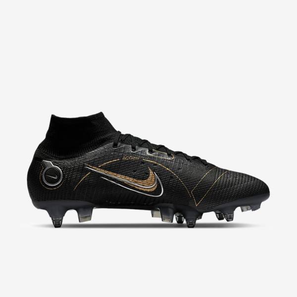 Dámské Kopačky Nike Mercurial Superfly 8 Elite SG-PRO Anti-Clog Traction Soft-Ground Černé Metal Stříbrné Šedé Metal Zlaté | NK713DIP