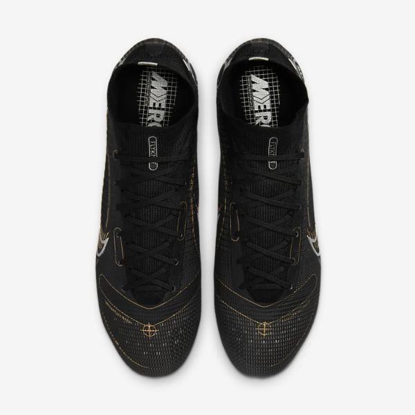 Dámské Kopačky Nike Mercurial Superfly 8 Elite SG-PRO Anti-Clog Traction Soft-Ground Černé Metal Stříbrné Šedé Metal Zlaté | NK713DIP