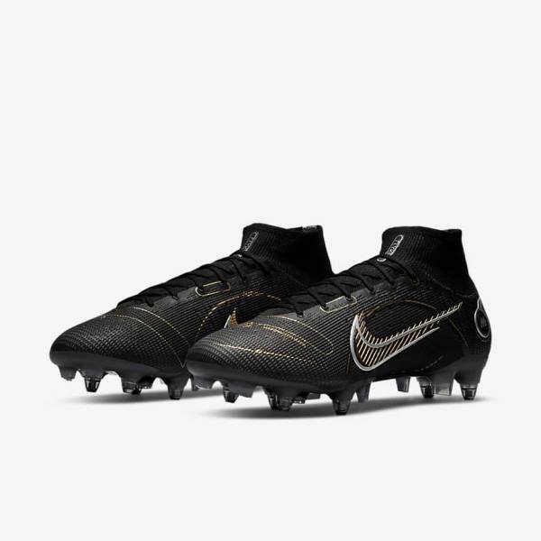 Dámské Kopačky Nike Mercurial Superfly 8 Elite SG-PRO Anti-Clog Traction Soft-Ground Černé Metal Stříbrné Šedé Metal Zlaté | NK713DIP