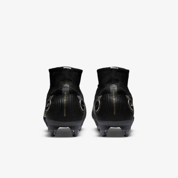 Dámské Kopačky Nike Mercurial Superfly 8 Elite SG-PRO Anti-Clog Traction Soft-Ground Černé Metal Stříbrné Šedé Metal Zlaté | NK713DIP