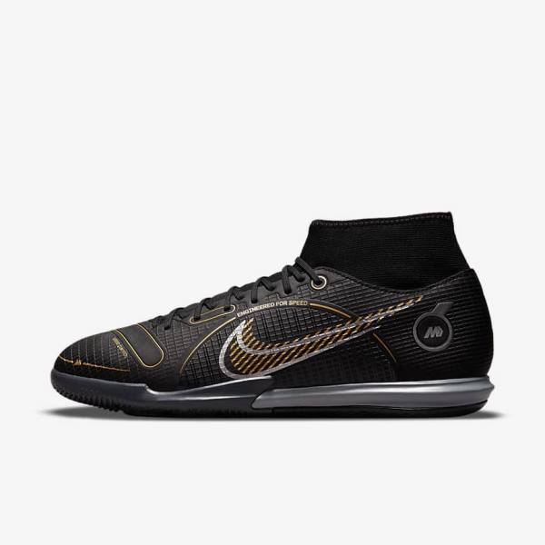 Dámské Kopačky Nike Mercurial Superfly 8 Academy IC Indoor-Court Černé Metal Stříbrné Šedé Metal Zlaté | NK871FRZ