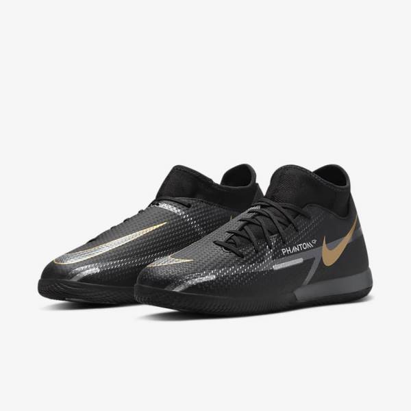 Dámské Kopačky Nike Phantom GT2 Academy Dynamic Fit IC Indoor Court Černé Metal Zlaté Tmavě Šedé Metal Tmavě Šedé | NK318URP