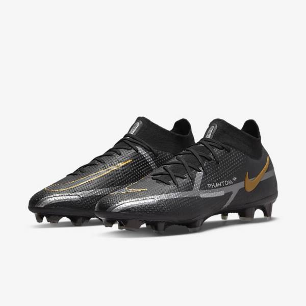 Dámské Kopačky Nike Phantom GT2 Dynamic Fit Elite FG Firm-Ground Černé Metal Zlaté Metal Stříbrné Metal Tmavě Šedé | NK078PVU