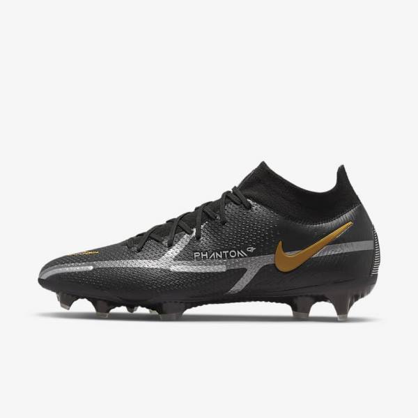 Dámské Kopačky Nike Phantom GT2 Dynamic Fit Elite FG Firm-Ground Černé Metal Zlaté Metal Stříbrné Metal Tmavě Šedé | NK078PVU