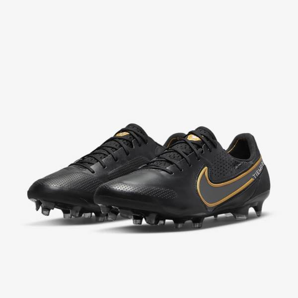 Dámské Kopačky Nike Tiempo Legend 9 Elite FG Firm-Ground Černé Tmavě Šedé Metal Zlaté Metal Tmavě Šedé | NK209IFN