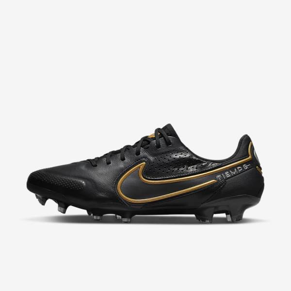 Dámské Kopačky Nike Tiempo Legend 9 Elite FG Firm-Ground Černé Tmavě Šedé Metal Zlaté Metal Tmavě Šedé | NK209IFN