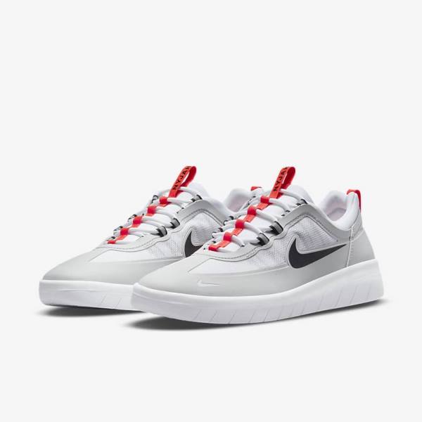 Dámské Skate Boty Nike SB Nyjah Free 2 Šedé Bílé Světle Červené Černé | NK381IDW