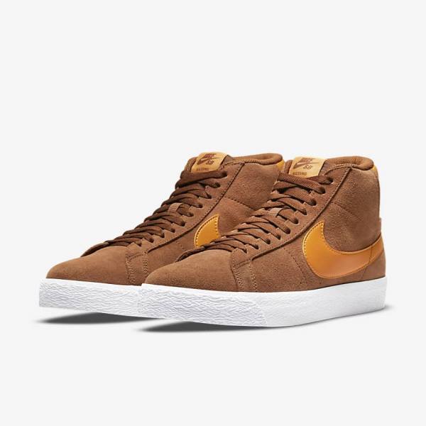 Dámské Skate Boty Nike SB Zoom Blazer Mid Bílé Žluté | NK063NCP