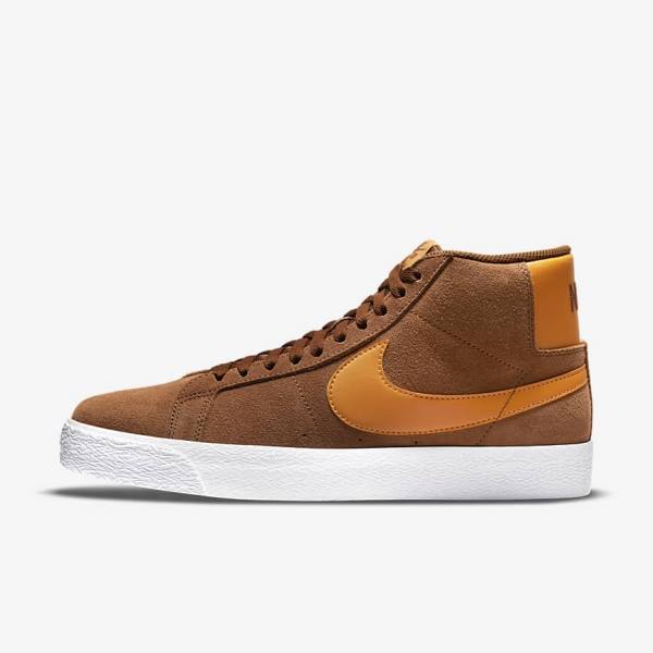 Dámské Skate Boty Nike SB Zoom Blazer Mid Bílé Žluté | NK063NCP