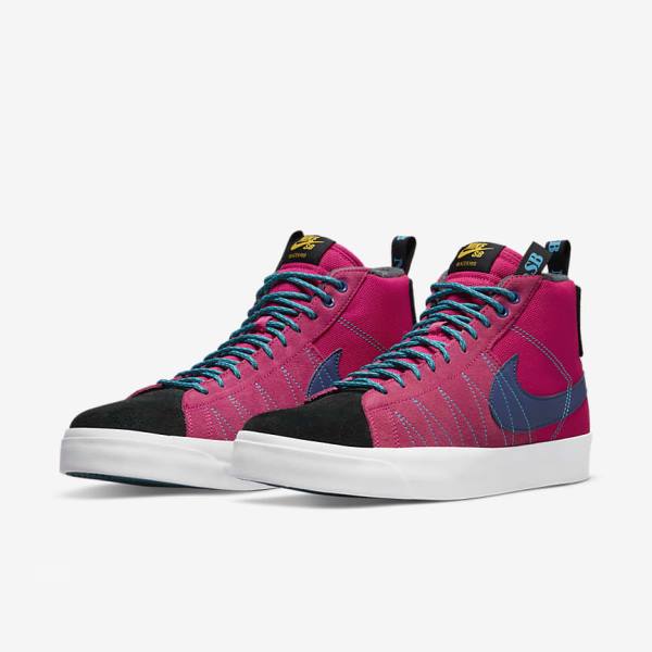 Dámské Skate Boty Nike SB Zoom Blazer Mid Premium Růžové Blankyt Královská Modrá Blankyt | NK562SVD