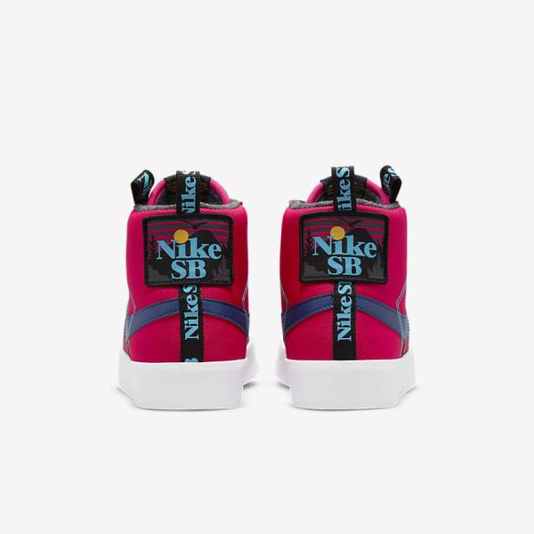 Dámské Skate Boty Nike SB Zoom Blazer Mid Premium Růžové Blankyt Královská Modrá Blankyt | NK562SVD