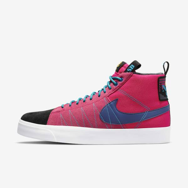 Dámské Skate Boty Nike SB Zoom Blazer Mid Premium Růžové Blankyt Královská Modrá Blankyt | NK562SVD