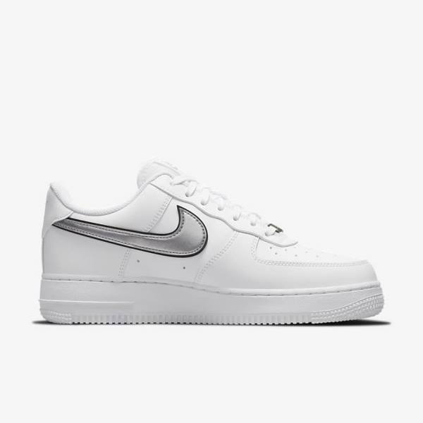 Dámské Tenisky Nike Air Force 1 07 Essential Bílé Černé Metal Stříbrné | NK134FPM