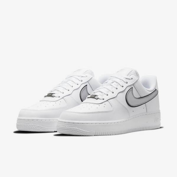 Dámské Tenisky Nike Air Force 1 07 Essential Bílé Černé Metal Stříbrné | NK134FPM