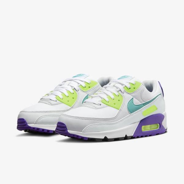 Dámské Tenisky Nike Air Max 90 Bílé Platina Tyrkysové | NK591CNL