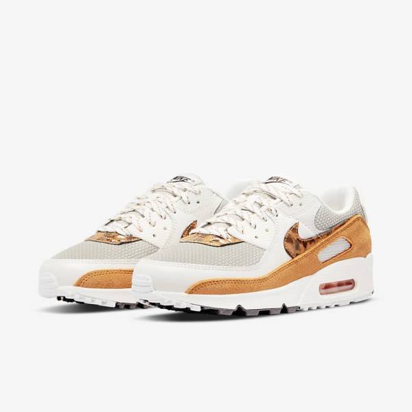 Dámské Tenisky Nike Air Max 90 Hnědé Světle Béžový Žluté | NK350UYA