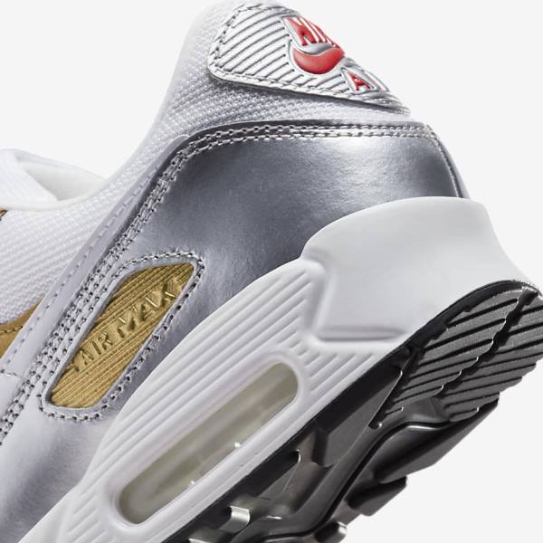 Dámské Tenisky Nike Air Max 90 SE Bílé Metal Zlaté Metal Stříbrné Bílé | NK910WUD