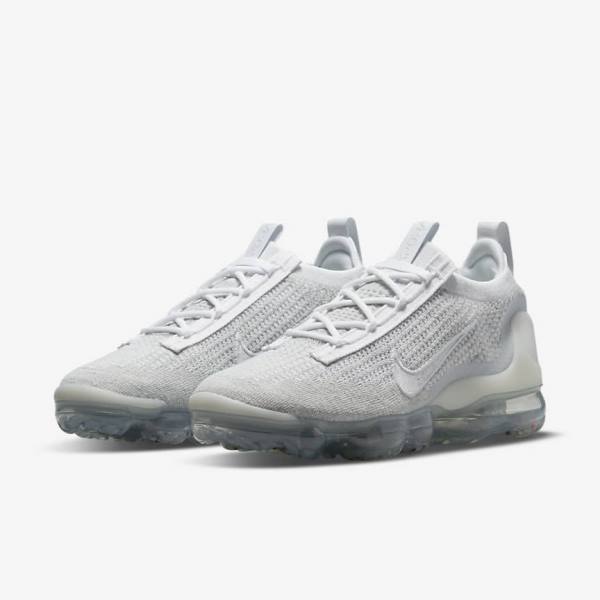 Dámské Tenisky Nike Air VaporMax 2021 FK Bílé Platina Metal Stříbrné Bílé | NK642OZL