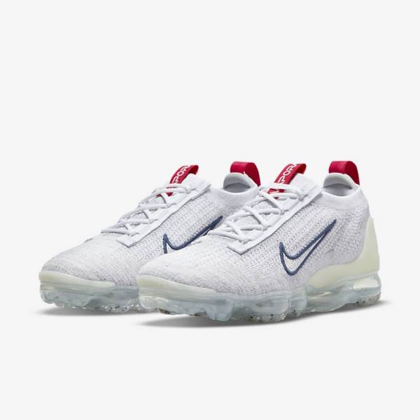 Dámské Tenisky Nike Air VaporMax 2021 Flyknit Tmavě Blankyt Bílé | NK964KLF