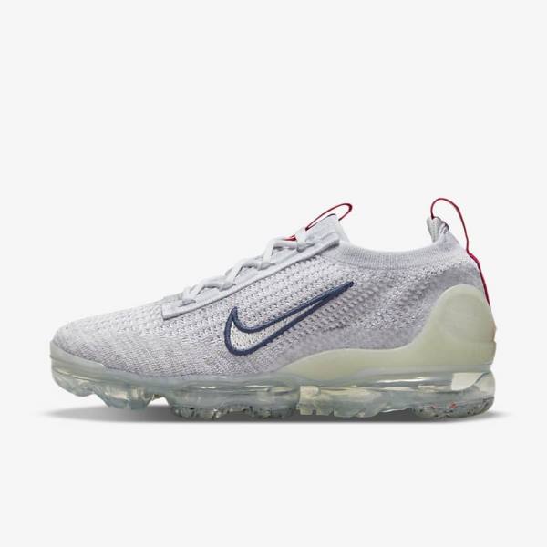 Dámské Tenisky Nike Air VaporMax 2021 Flyknit Tmavě Blankyt Bílé | NK964KLF