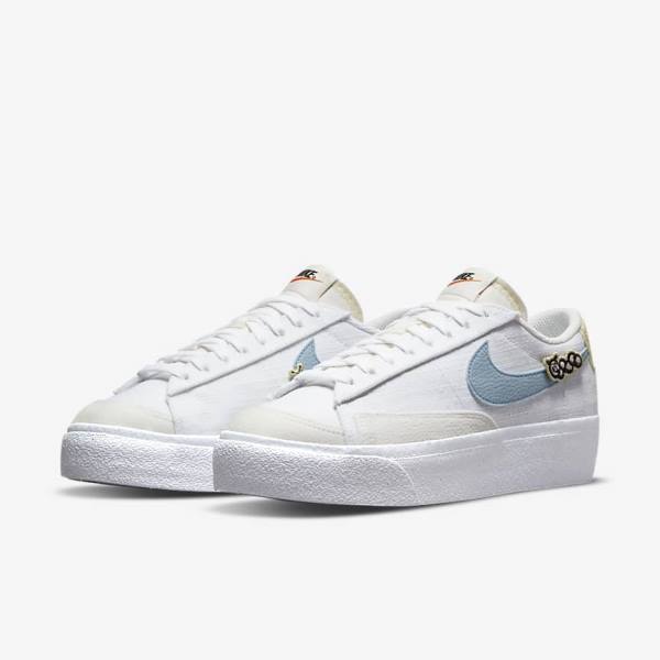 Dámské Tenisky Nike Blazer Low Platformy Next Nature Bílé Růžové Bílé Blankyt | NK142GAM