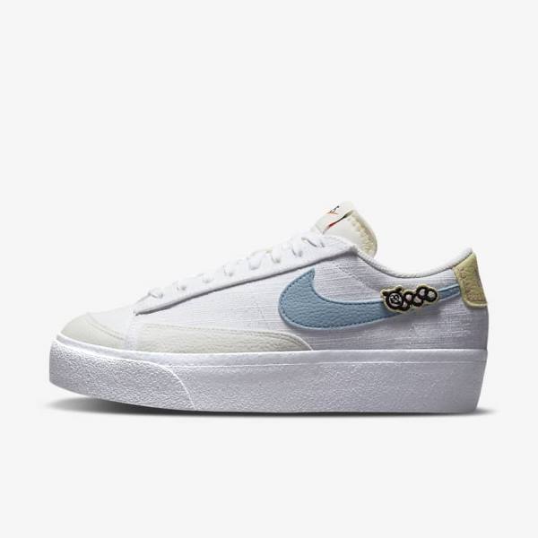 Dámské Tenisky Nike Blazer Low Platformy Next Nature Bílé Růžové Bílé Blankyt | NK142GAM