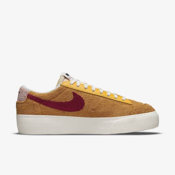 Dámské Tenisky Nike Blazer Low Platformy Zlaté Růžové Vínové | NK348RDV