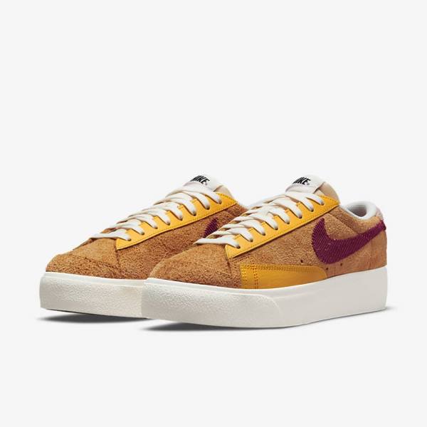 Dámské Tenisky Nike Blazer Low Platformy Zlaté Růžové Vínové | NK348RDV