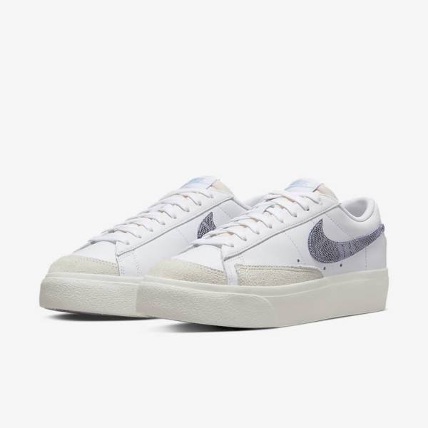 Dámské Tenisky Nike Blazer Low Platformy Bílé Světle Blankyt | NK584QEM