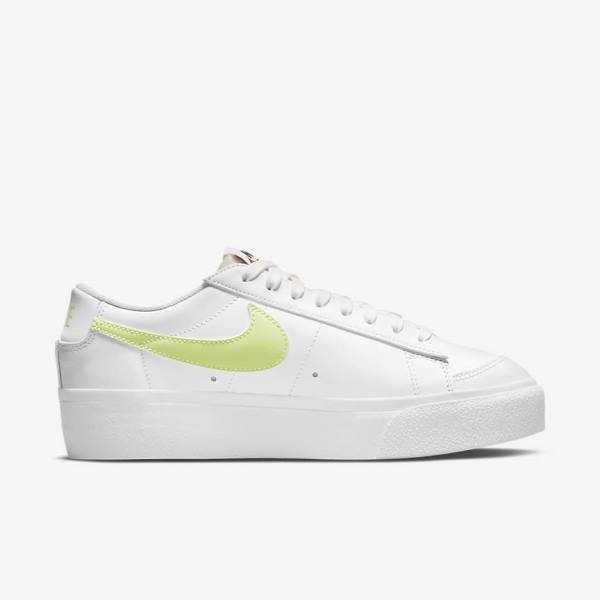 Dámské Tenisky Nike Blazer Low Platformy Bílé Černé Světle Citrón | NK745PHW