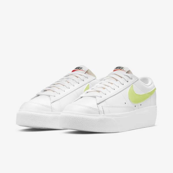 Dámské Tenisky Nike Blazer Low Platformy Bílé Černé Světle Citrón | NK745PHW