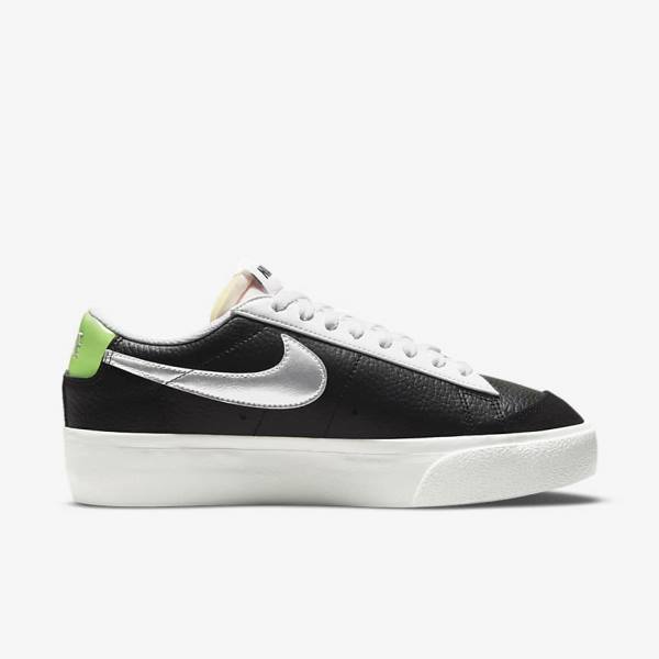 Dámské Tenisky Nike Blazer Platformy Černé Bílé Zelene Metal Stříbrné | NK301WNR