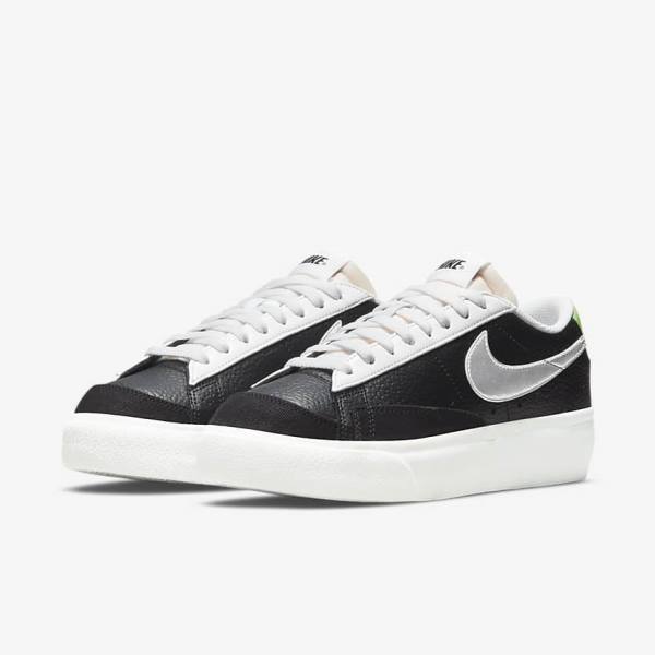 Dámské Tenisky Nike Blazer Platformy Černé Bílé Zelene Metal Stříbrné | NK301WNR