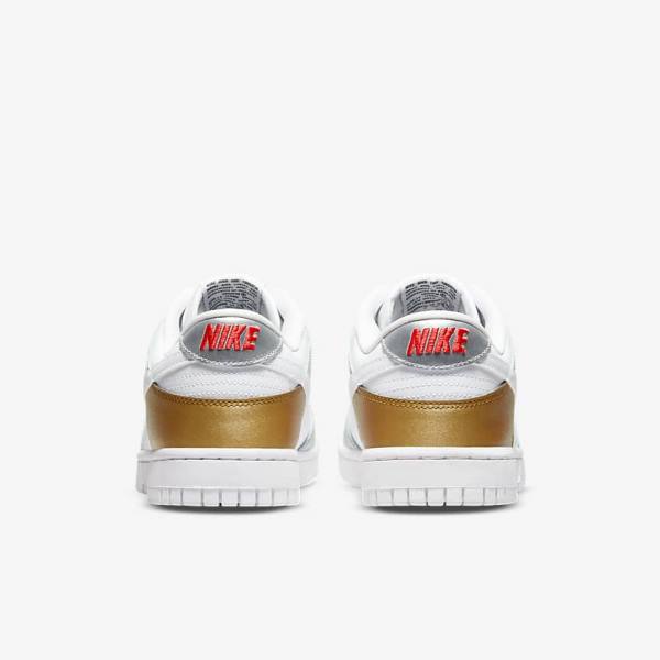 Dámské Tenisky Nike Dunk Low SE Zlaté Stříbrné Červené Bílé | NK648WXA