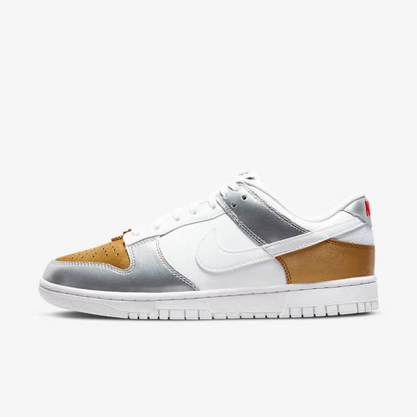 Dámské Tenisky Nike Dunk Low SE Zlaté Stříbrné Červené Bílé | NK648WXA