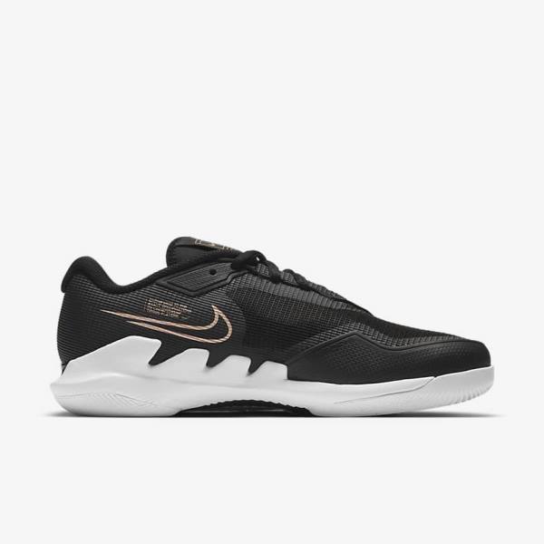 Dámské Tenisové Boty Nike NikeCourt Air Zoom Vapor Pro Hard-Court Černé Bílé Metal Červené Hnědé | NK138SOP