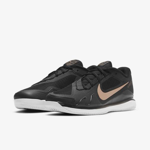 Dámské Tenisové Boty Nike NikeCourt Air Zoom Vapor Pro Hard-Court Černé Bílé Metal Červené Hnědé | NK138SOP